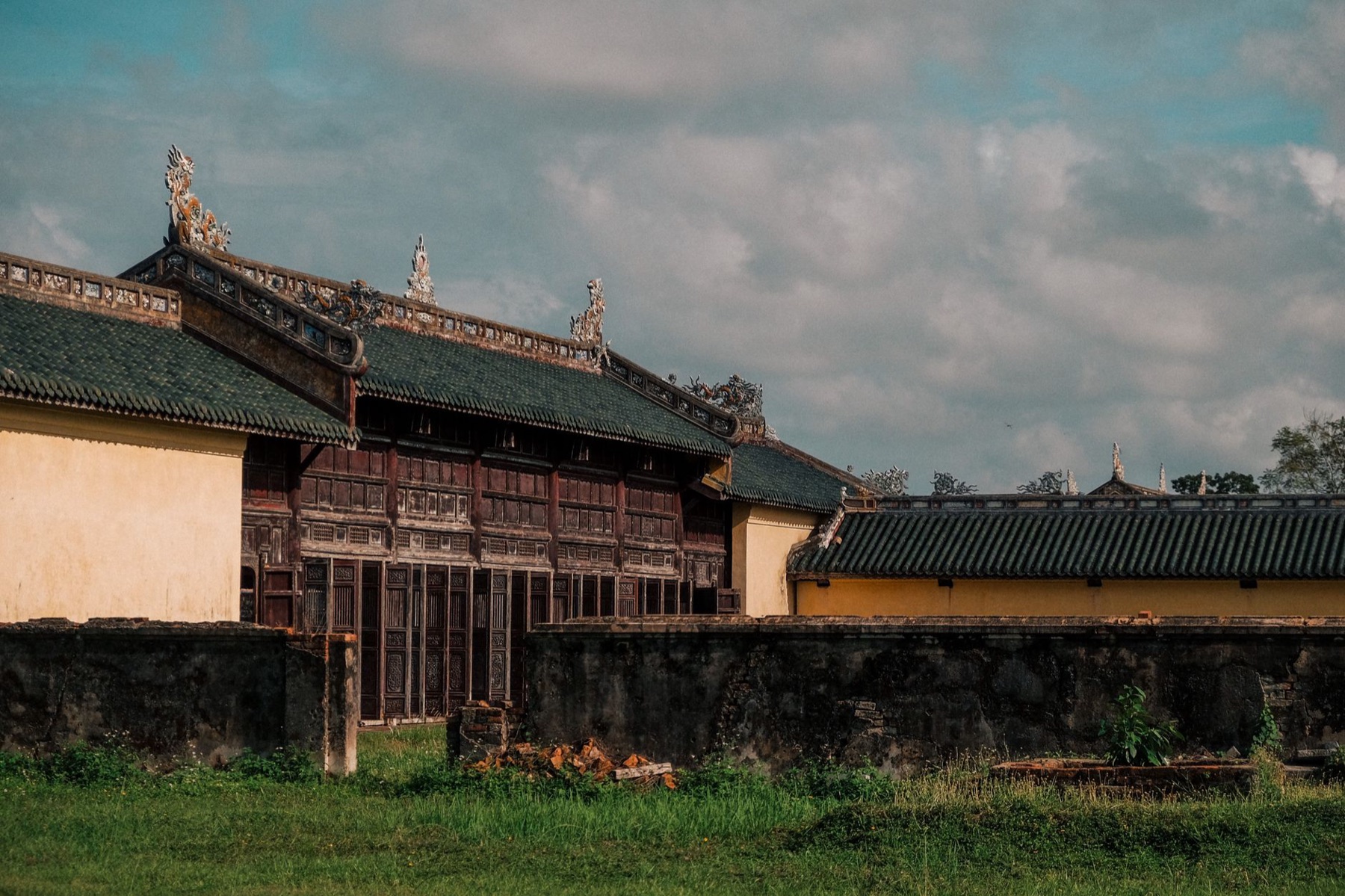 Hue — Traditional architecture in Hue, Vietnam showcasing intricate roof designs and h